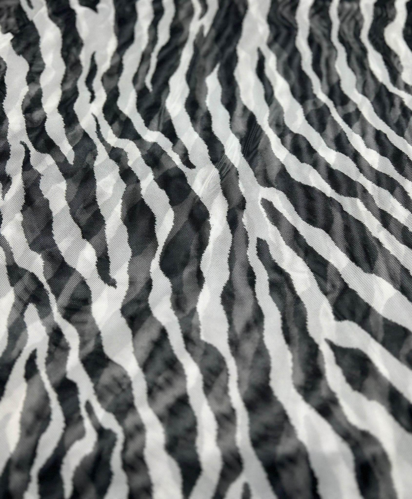Black Zebra Print Mesh Fabric 2 Way Stretch - T9 Fabrics